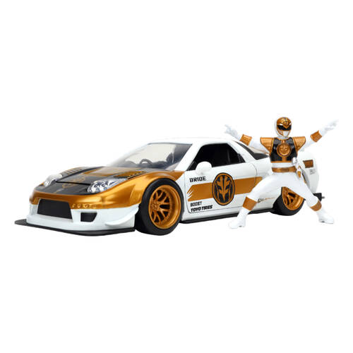 Mighty Morphin Power Rangers White Ranger W/ 2002 Honda NSX 1:24 Scale Die-Cast Vehicle Toy