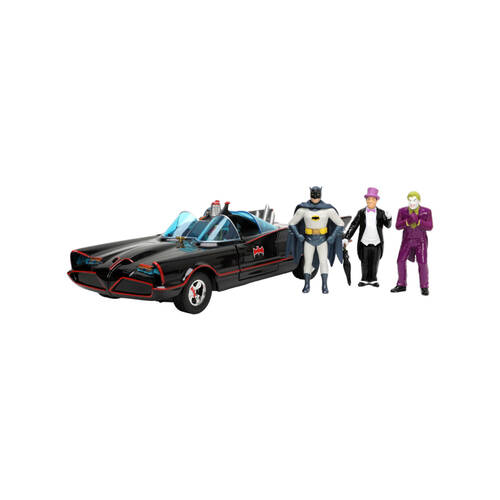Jada Toys Batman TV Classic Batmobile w/ 4-Figures 1:24 Scale Set