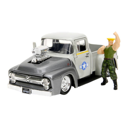 Street Fighter Guile W/ 1856 Ford F100 1:24 Scale Die-Cast Vehicle Toy