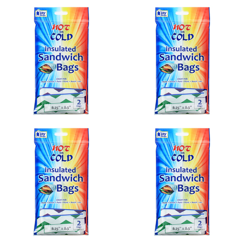 8pc Jay Bags Hot & Cold Magic Insulated Sandwich Bags 8.25x8.5'' 