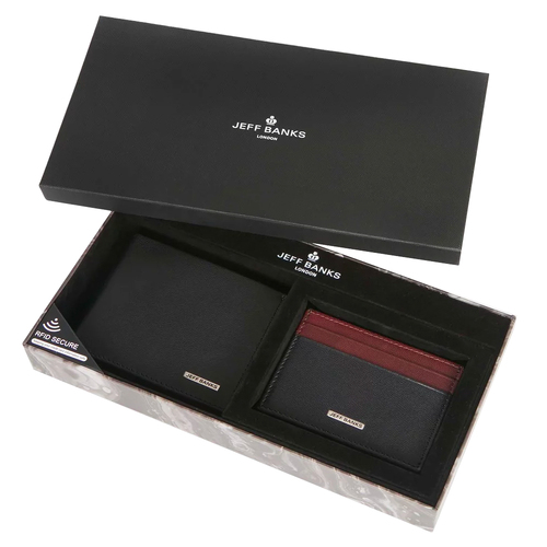 Jeff Banks Men's Wallet & Card Case Giftset Black