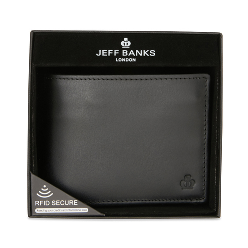 Jeff Banks Coin Purse Leather Wallet Smooth Black