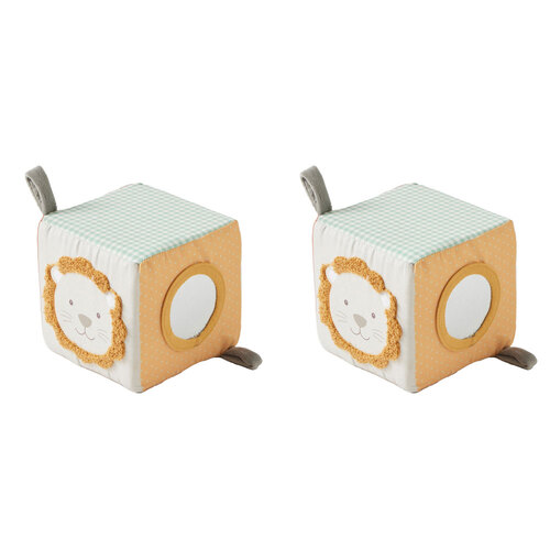 2PK Jiggle & Giggle Plush Safari Block Baby/Toddler Sensory Toy