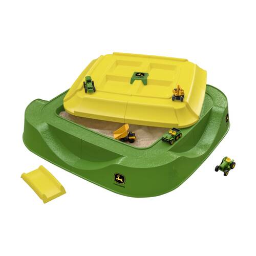 John Deere Worksite Sand Pit/Box Play Set w/5 Mini Vehicles & Cover 84cm 18m+
