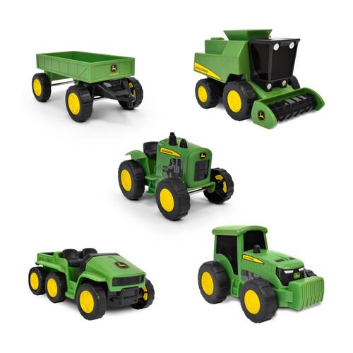 5pc John Deere Micro Farm Vehicles Working Wheels Rubber Tyres Green Kids Toy