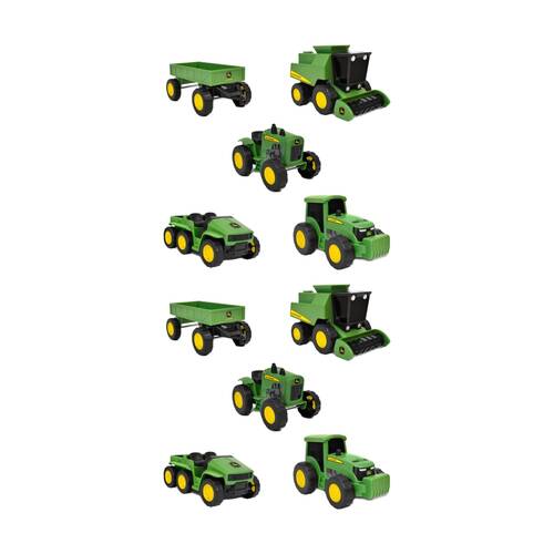 2x 5pc John Deere Micro Farm Vehicles Working Wheels Rubber Tyres Green Kids Toy