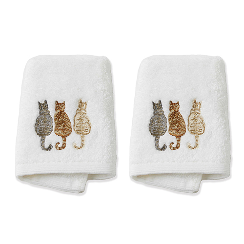 2x Pilbeam Living Purrfect 32x32cm Cotton Face Washer - White