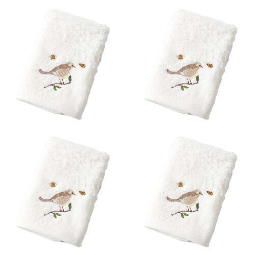 4PK Pilbeam Living Cotton Natura Face Washer Bathroom Decor - White/Brown
