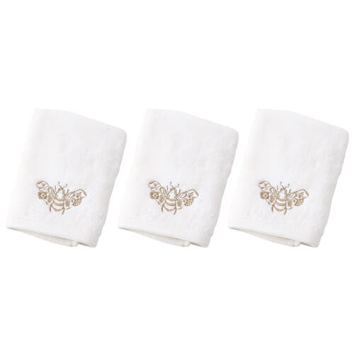 3PK Pilbeam Living Beebee Face Washer Absorbent Towel 100% Cotton White 32cm