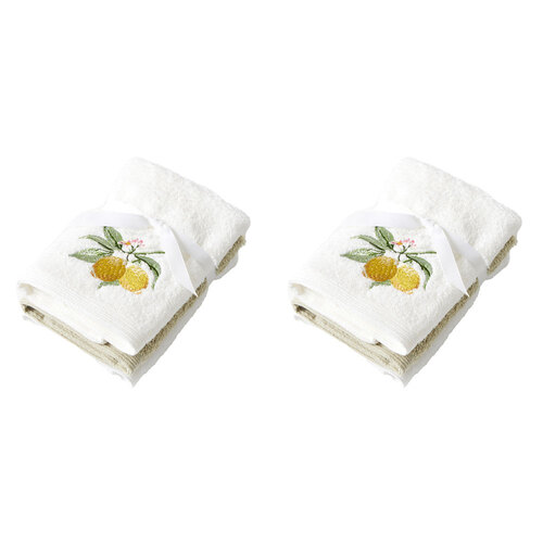 2PK 3pc Pilbeam Living Cotton Limetta Face Washer Towel Set Bathroom Decor