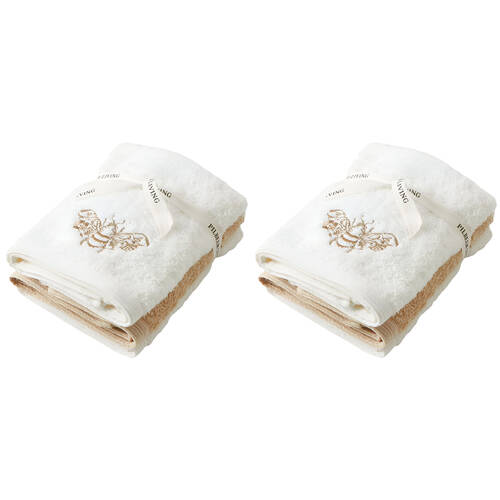 2x 3pc Pilbeam Living Beebee Face Washer Embroidered Towel 100% Cotton 32cm