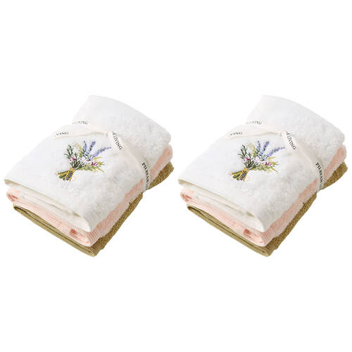 2x 3pc Pilbeam Living Floral Garden Face Washer Towel Soft 100% Cotton 32cm