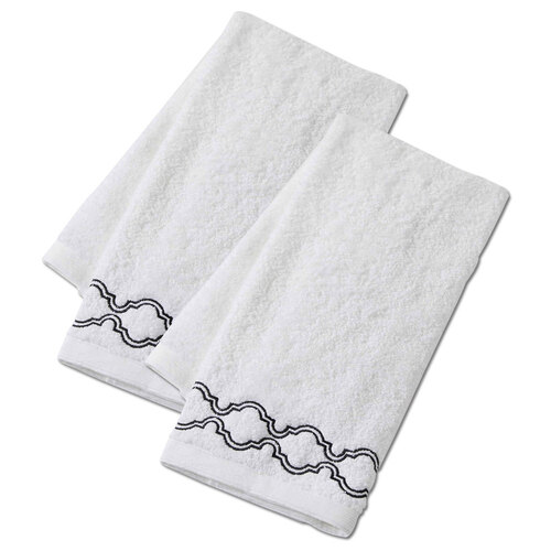 2x Pilbeam Living Trellis 42x65cm Cotton Hand Towel - White