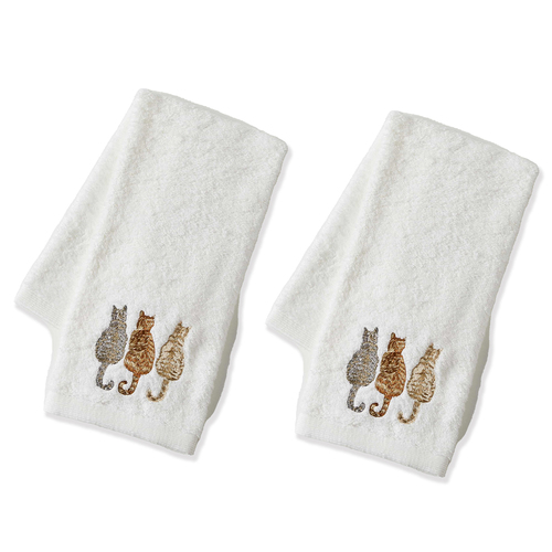 2x Pilbeam Living Purrfect 42x65cm Cotton Hand Towel - White