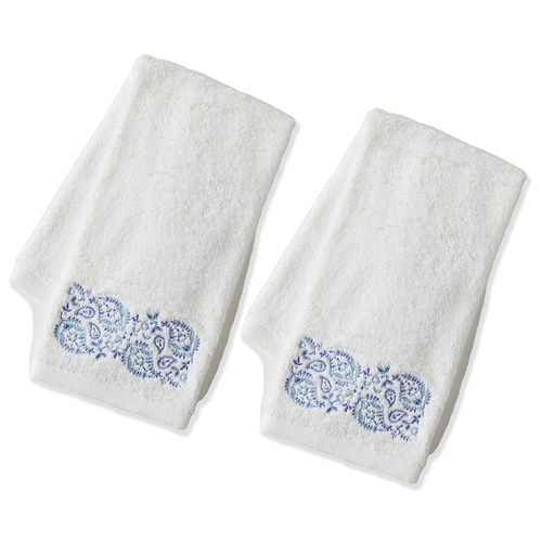 2x Pilbeam Living Paisley 42x65cm Cotton Hand Towel - White