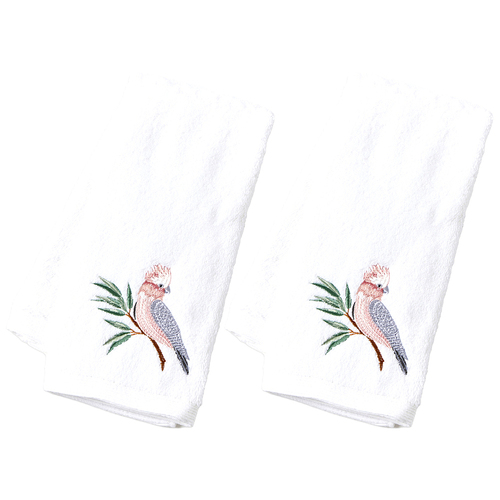 2PK Pilbeam Living Cotton Galah Hand Towel White/Pink 65cm