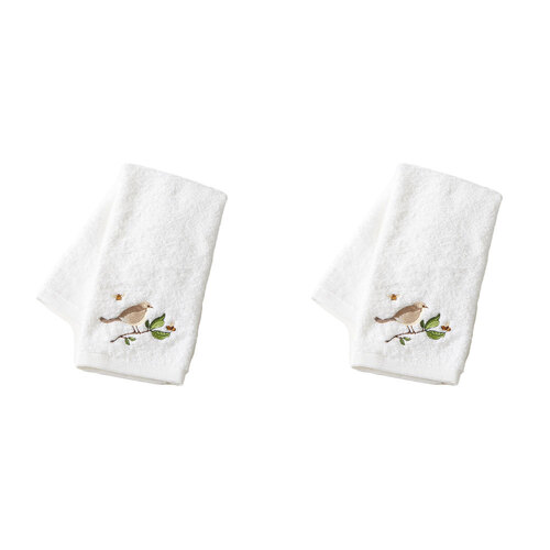 2PK Pilbeam Living Cotton Natura Hand Towel Bathroom Decor - White/Brown