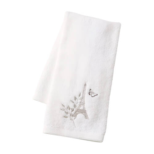 Pilbeam Living Amour Hand Towel Absorbent Embroider 100% Cotton White 65cm