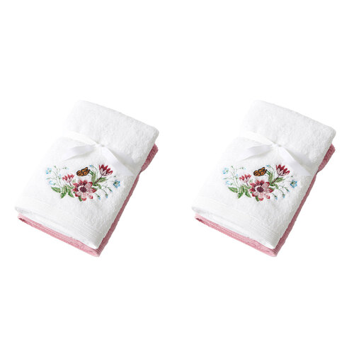 2PK 2pc Pilbeam Living Cotton Jardin Hand Towel Set Bathroom Decor