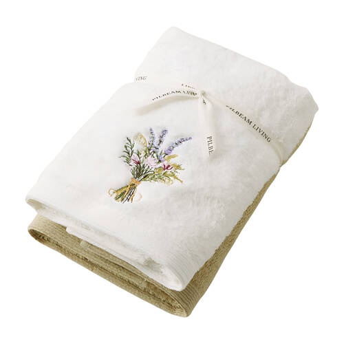 2pc Pilbeam Living Floral Garden 100% Cotton Hand Towel White/Brown 65cm