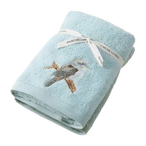 2pc Pilbeam Living Kookaburra Hand Towel Set 100% Cotton Pale Blue