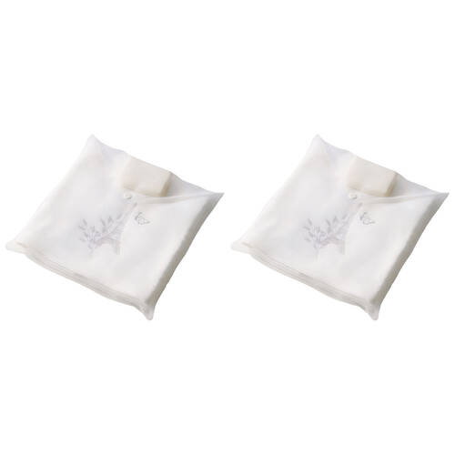 2x 3pc Pilbeam Living Amour Hand Towel & Soap in Organza Bag White Latte