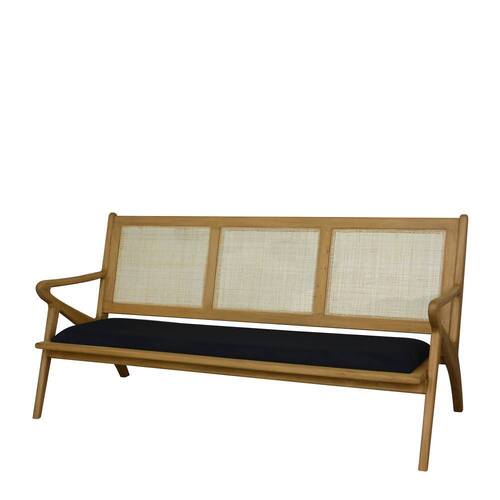 J.Elliot Home Zadie 3-Seater 180x79cm Bench Seat - Black & Natural
