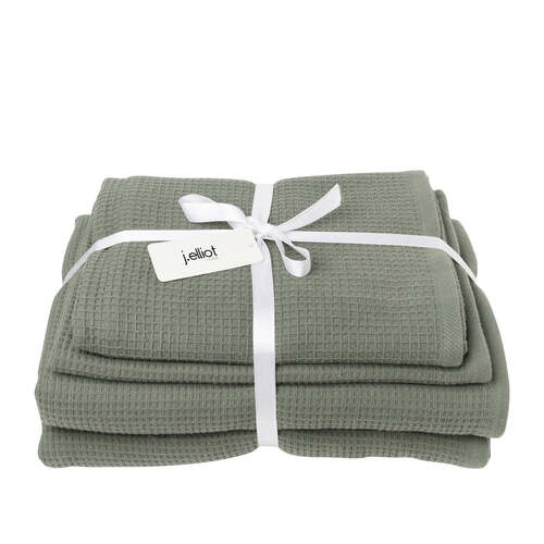 4pc J.Elliot Camila Waffle Cotton Hand/Bath Towel/Mat Set - Chive