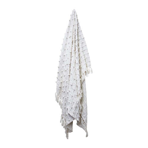 J.Elliot Liza 130x170cm Cotton Throw Blanket w/ Tassels - Ivory
