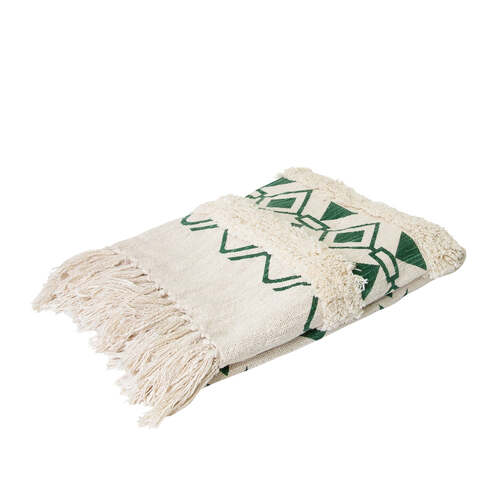 J.Elliot Andie 130x170cm Cotton Throw Blanket - Cream & Foliage