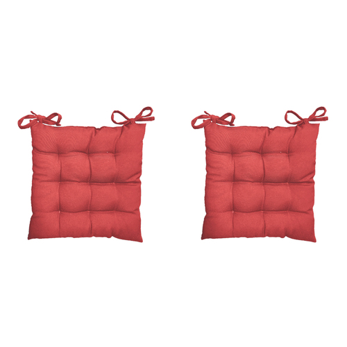 2x J.Elliot Home 40x40cm Solid Outdoor Chair Pad Square - Coral