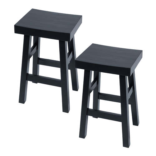 2pc J.Elliot Home Dylan 65cm Wood Barstool Set - Black