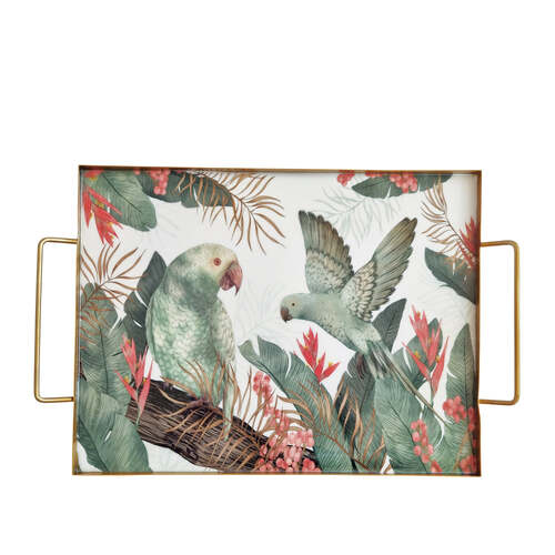 J.Elliot Home Tropical 46x35cm Rectangle Tray w/ Handle Large - Gold