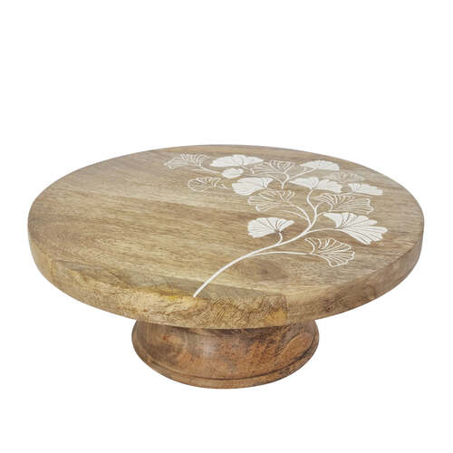 J.Elliot Home Ginkgo 30x12cm Footed Wood Cake Stand - Natural