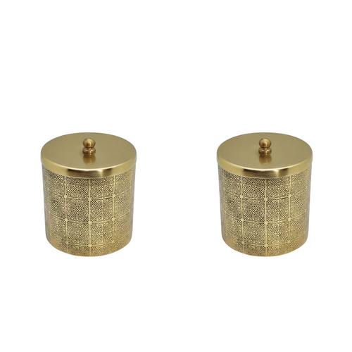 2x J.Elliot Home Carmella 10x12cm Metal Decorative Jar - Gold