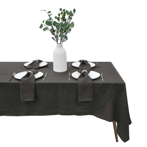 J Elliot Home Linen Collection 150x270cm Tablecloth - Charcoal