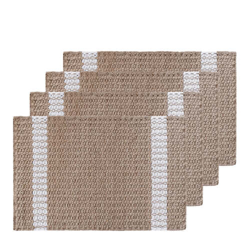 4PK J.Elliot Home Conner 33x48cm Jute Placemat - Ivory