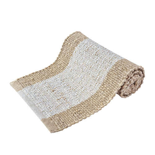 J.Elliot Home Blake 37x180cm Jute Runner - White & Warm Taupe