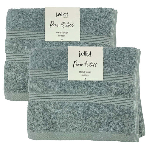 2x 2pc J Elliot Home Terry Cotton 50x85cm Hand Towel - Soft Teal