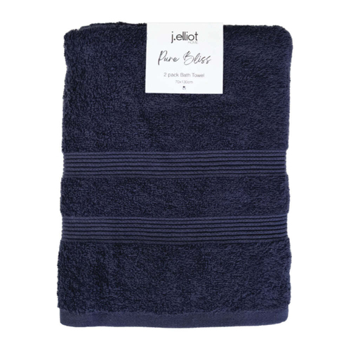 2pc J Elliot Home Terry Cotton 70x130cm Hand Towel - Denim