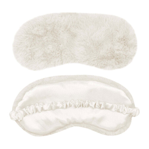 2PK J. Elliot Home Layla Faux Fur Eye Mask 20x10cm Ivory