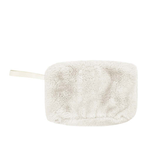 J. Elliot Home Layla Faux Fur Cosmetic Bag 24x14.5cm Ivory