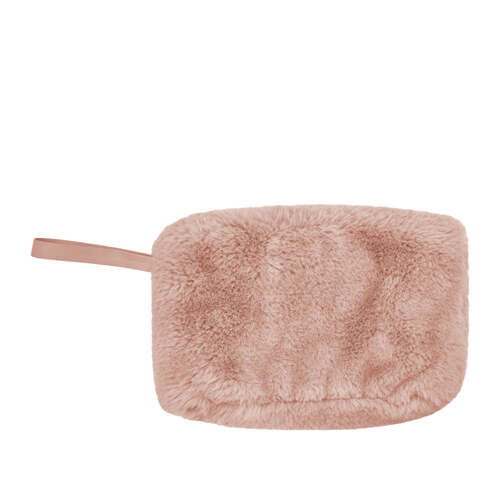 J. Elliot Home Layla Faux Fur Cosmetic Bag 24x14.5cm Soft Pink
