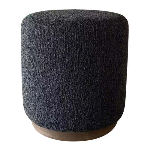 J.Elliot Home Senora 41x44cm Round Ottoman Stool - Charcoal