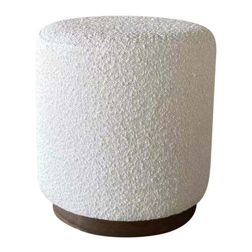 J.Elliot Home Senora 41x44cm Round Ottoman Stool - Ivory