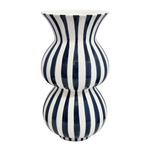J.Elliot Home Arthur Stripe Flower Vase 15x15x28cm Navy