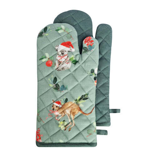 2pc J.Elliot Home Outback Christmas Oven Mitt 19x35cm Mint & Green