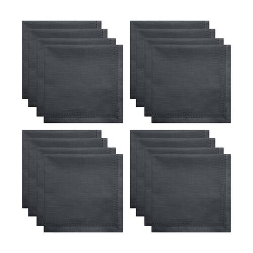 4x 4pc J.Elliot Home 100% Cotton Sally Napkins Tableware 45x45x0.2cm Charcoal