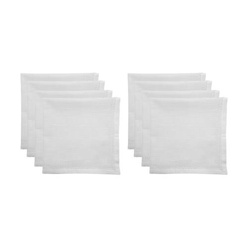 2x 4pc J.Elliot Home 100% Cotton Sally Napkins Tableware 45x45x0.2cm White