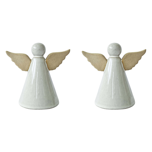 2PK J.Elliot Home Eve Christmas Angel Decoration White & Natural